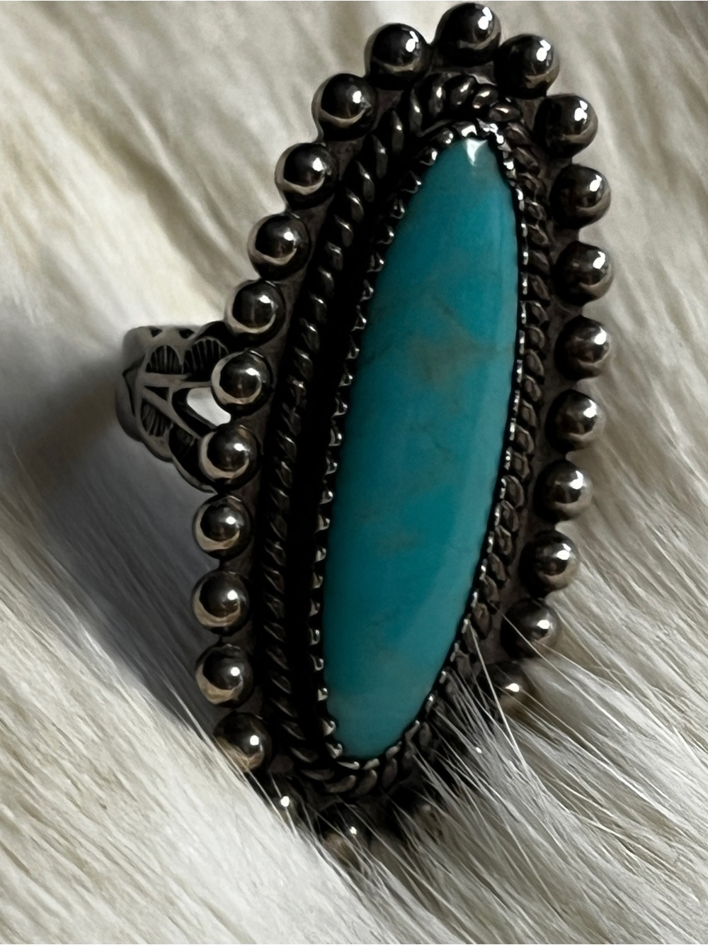 Vintage Sterling Silver Turquoise Ring - Blue